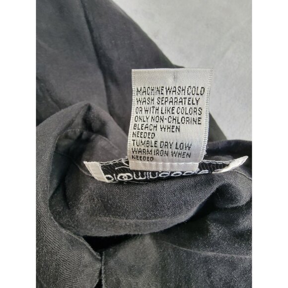 Bloomingdales Womens Black Button-Up Pintuck Linen Shirt Size 1X Long Sleeves - Picture 3 of 7